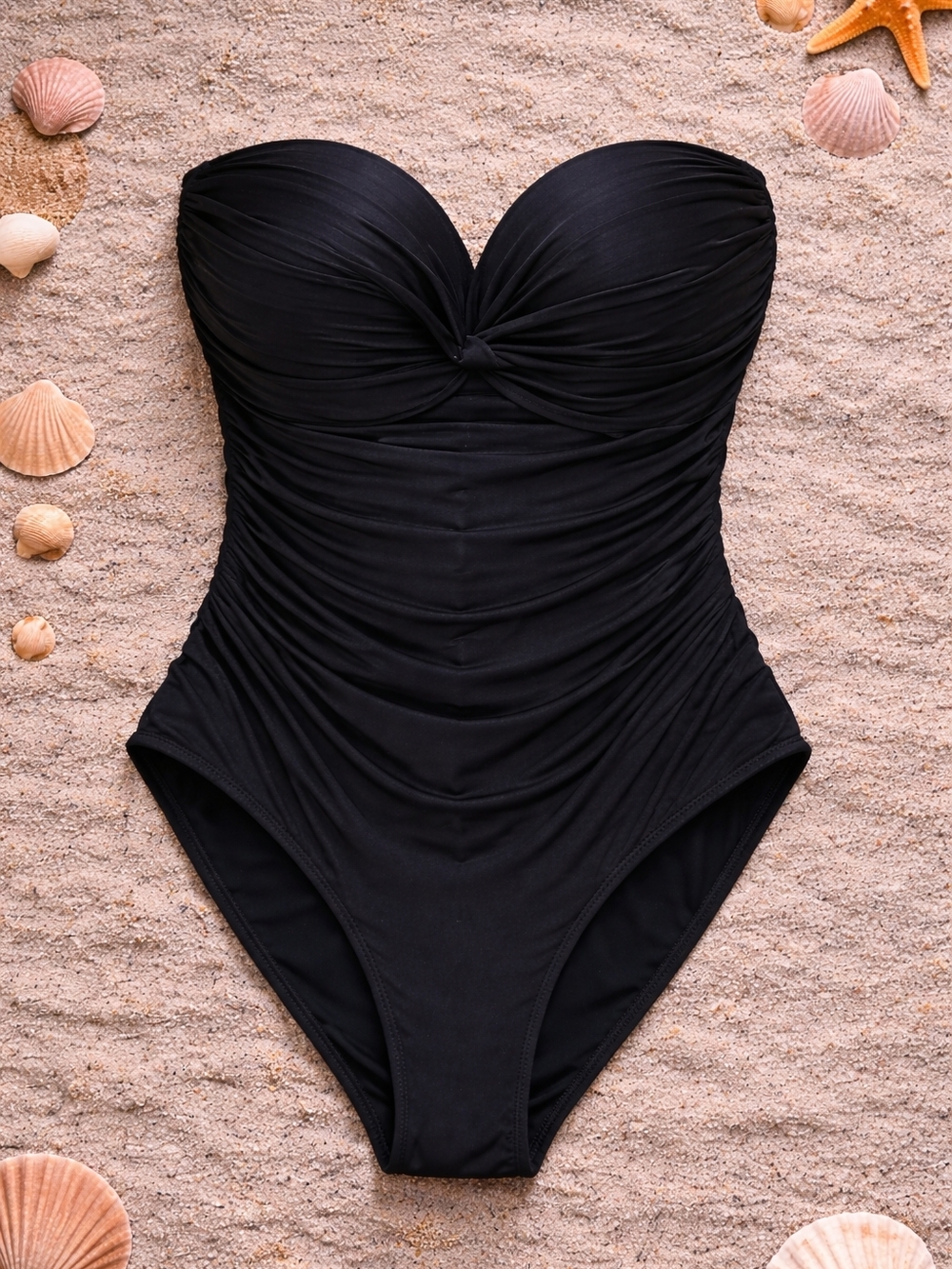 La Blanca Black Ruched One-Piece Swimsuit